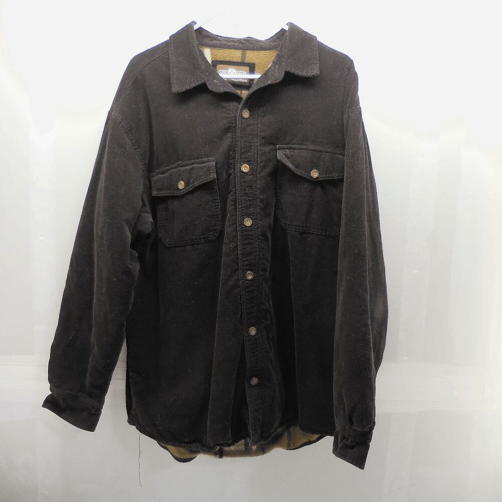 Levis Mens L Corduroy Jacket Sherpa Lined Plaid Shacket Chore Coat EUC